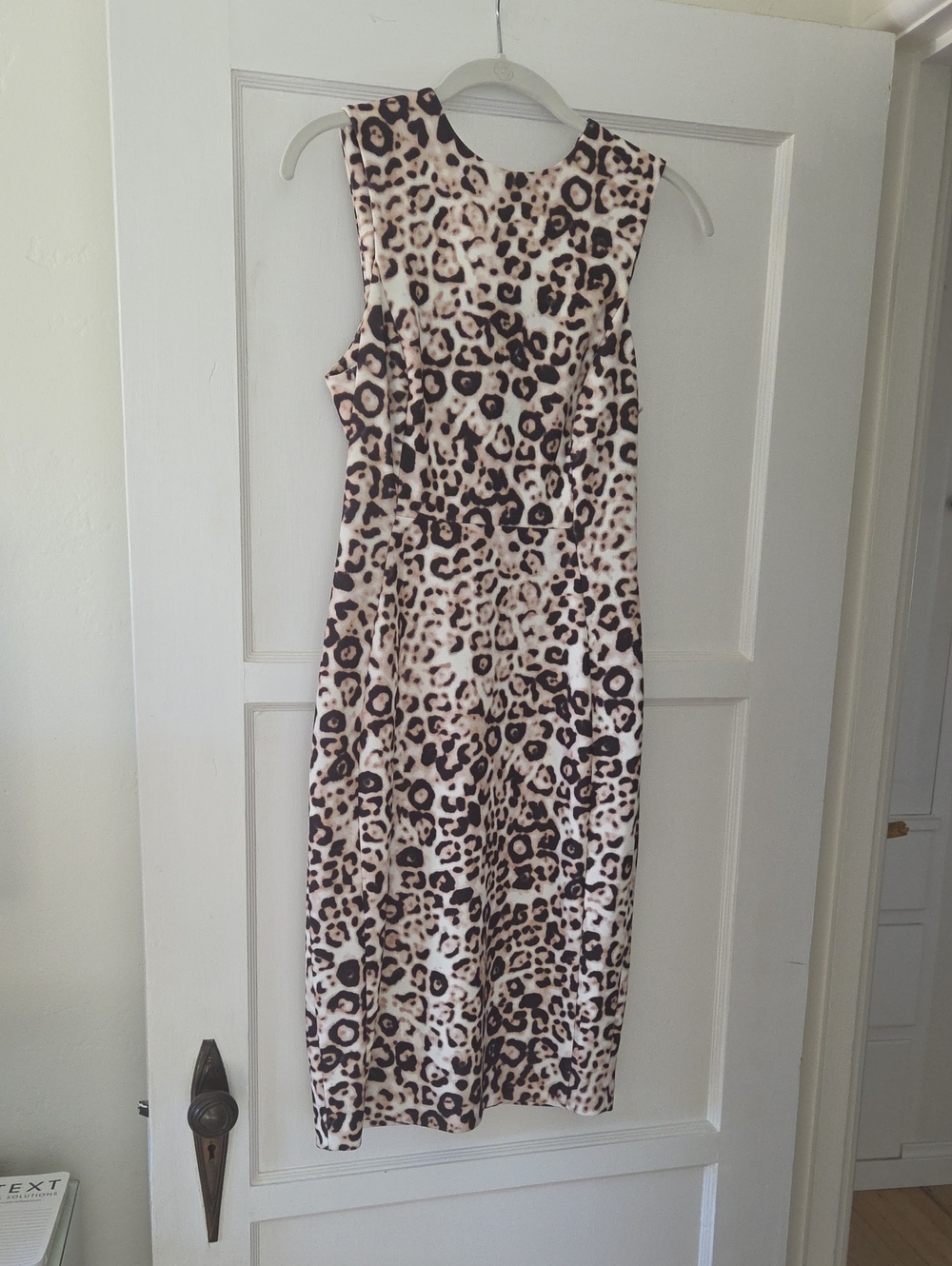 Calvin Klein Sleeveless Leopard Print Midi Dress - Beige/Brown